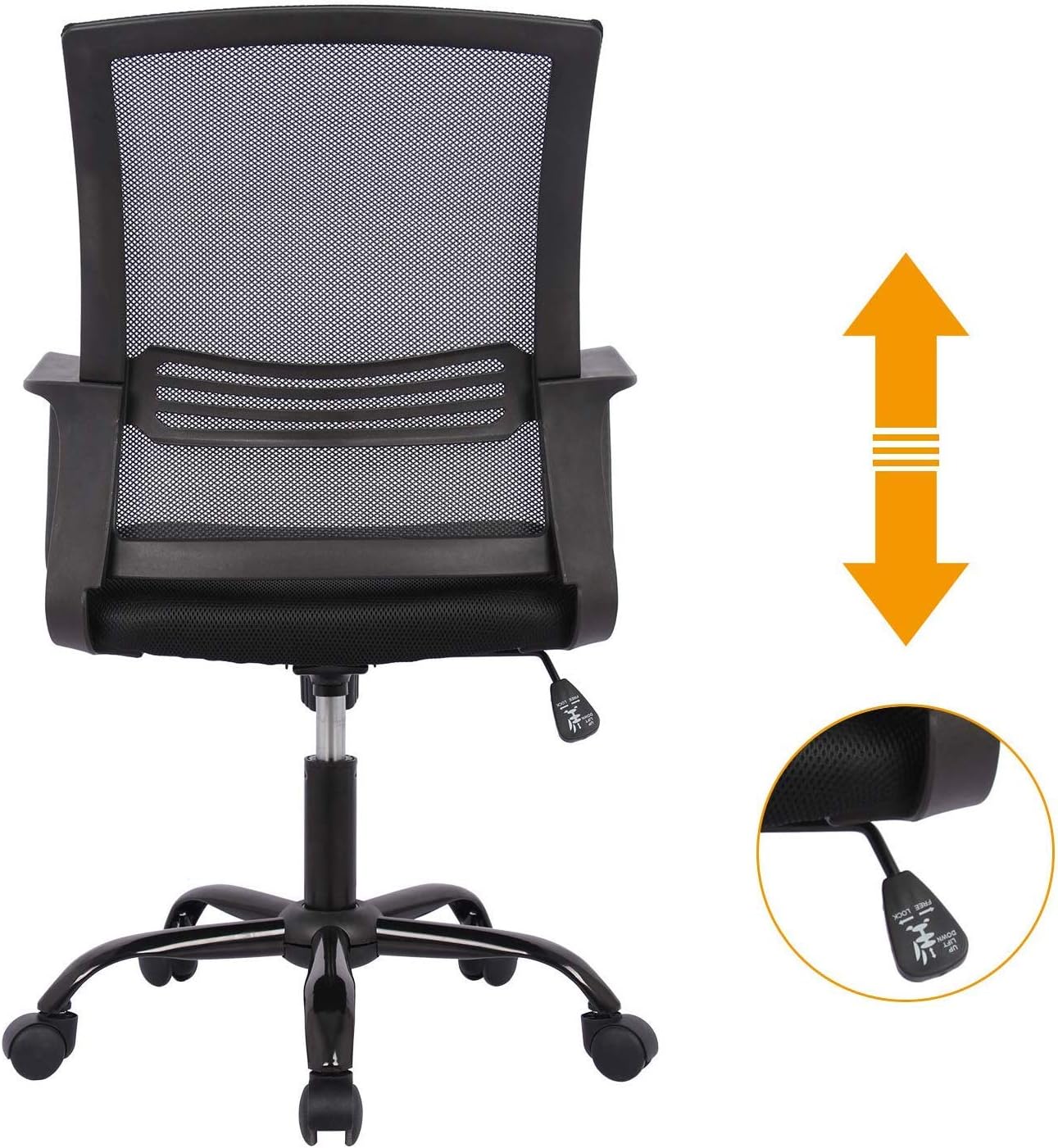 Smugdesk Mid-Back Ergonomic Office Lumbar Support Mesh Computer Desk Task Chair with Armrests: Kitchen & Dining