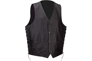 EXCELSIOR INT Men's Gun Concealment Sleeveless Leather Vest With Cell Phone Pockets Motorcycle Biker Jacket For Men