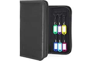 ODRXIAN Portable Zippered Key Organizer, Waterproof Fireproof Key Case with 12 Key Hooks and Tags,Portable Key Storage for Rental Management Real Estate Sales Hotel Executives and Car Service (12 keys)