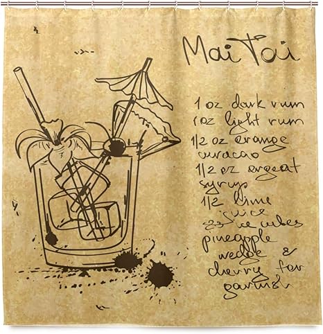 Amazon Nikivivi 防水シャワーカーテン イラスト手描きスケッチmai Tai 浴室 目隠し 間仕切り取付簡単 カーテンリング付属 おしゃれ バスカーテン 180ｘ180cm シャワーカーテン ホーム キッチン オンライン通販