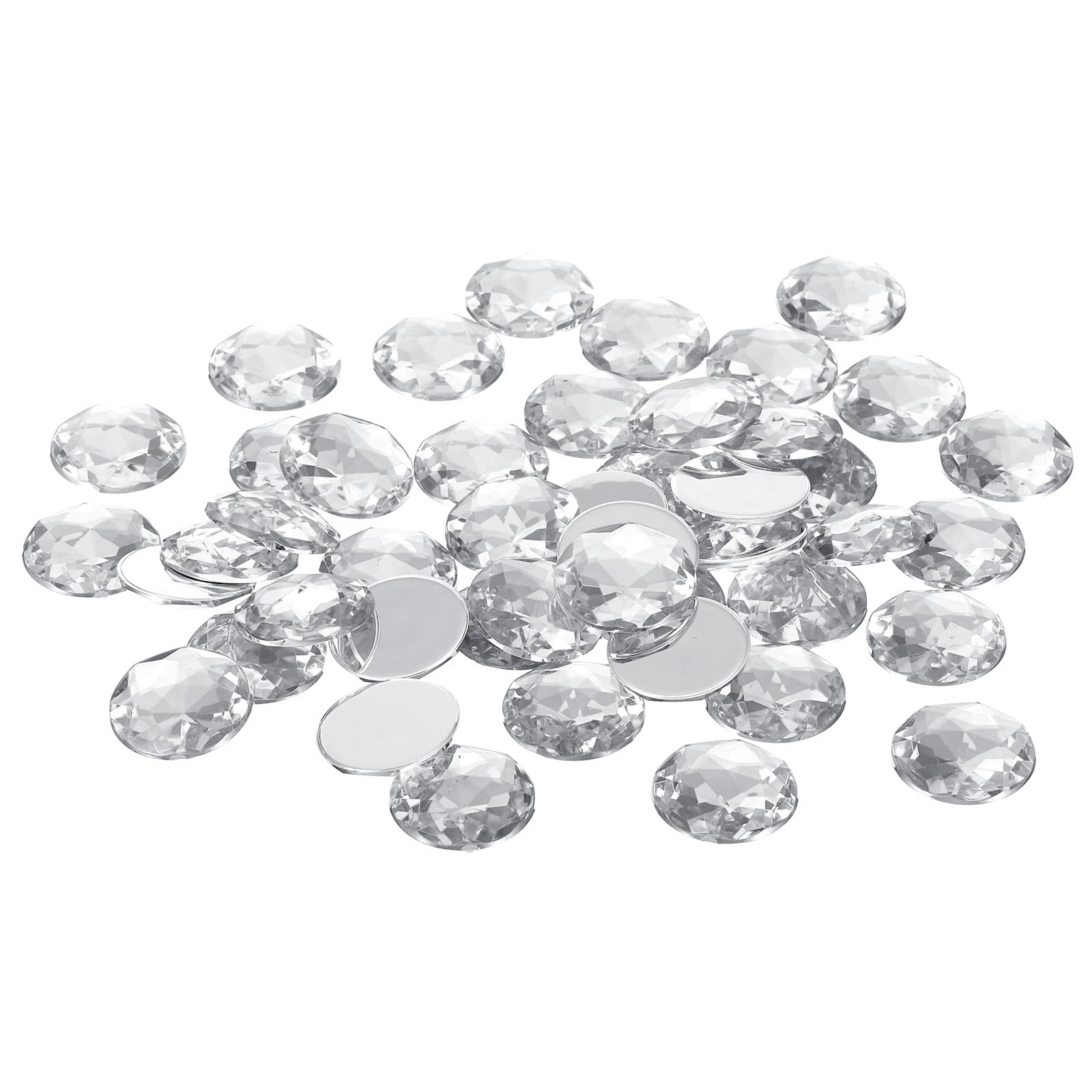 PATIKIL 20mm Flat Back Round Acrylic Rhinestones, 200 Pack Plastic Circle Gems for Jewelry Making Costume Embellishments Crafts, White