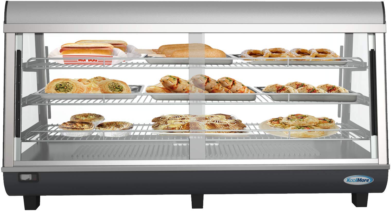 Omcan 21479 Commercial Curved Glass Hot Food Warmer Display