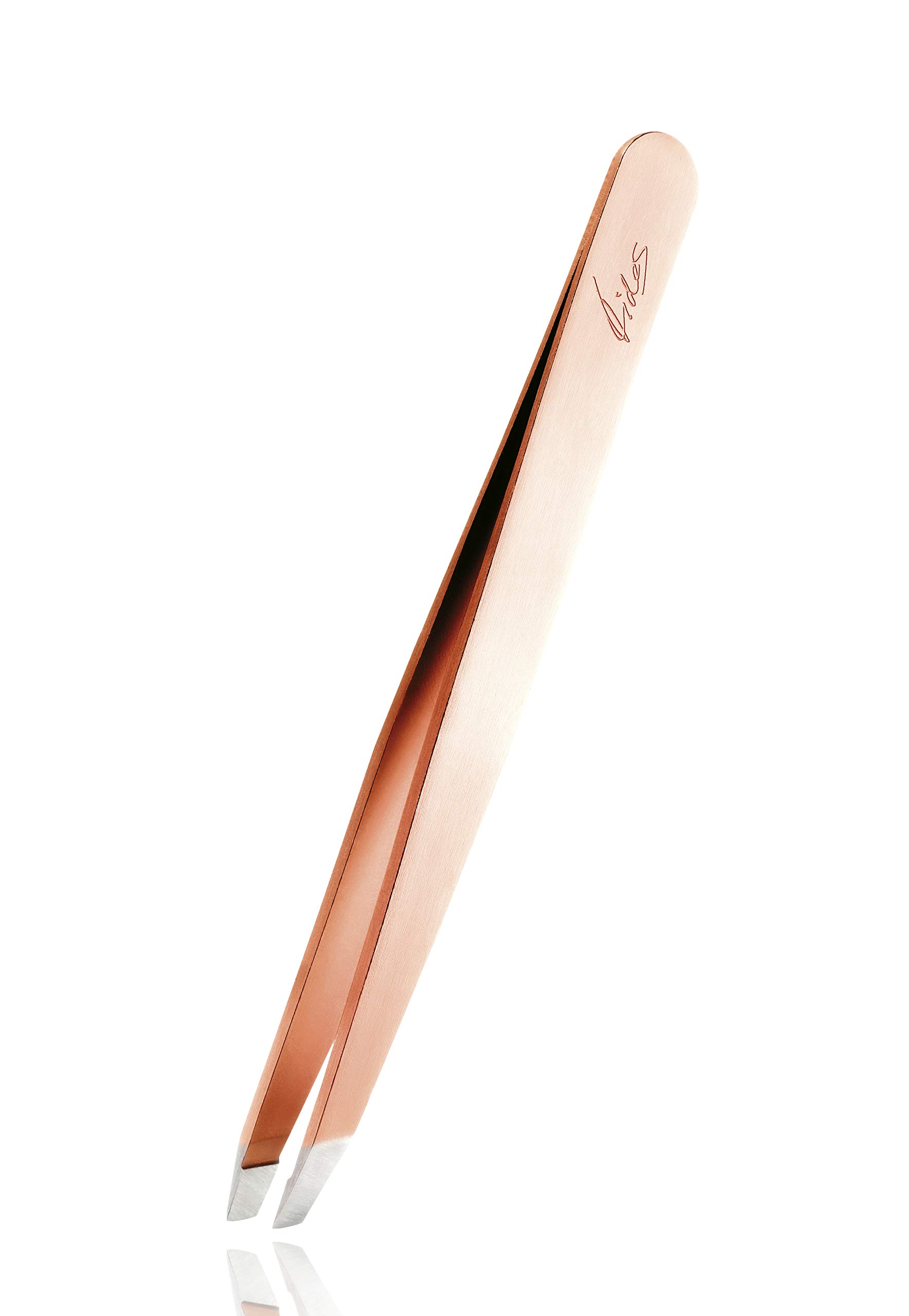 Rubis Special Edition Fides - Professional Eyebrow Tweezers Slanted Tip - Slanted Tweezers for Eyebrow Plucking and Hair Removal - Rose Gold