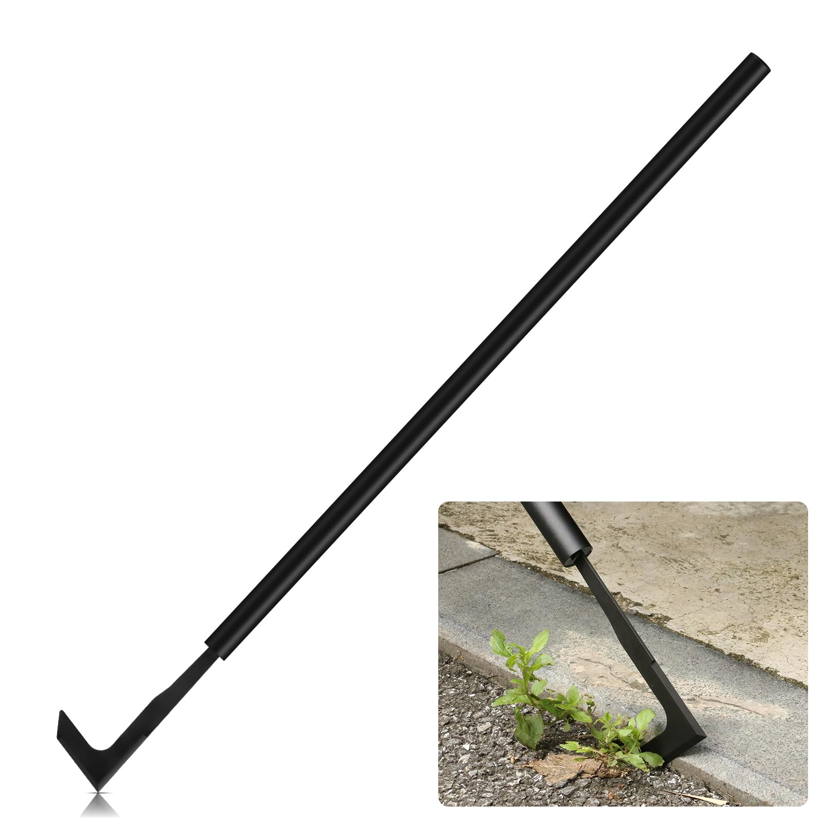 Photo 1 of 49.2” Long Handle Crack Weeder, 3 Adjustable Length Crevice Weeding Tool Manual Weeder Puller for Sidewalk, Paver, Wall Gaps, Lawn Yard Gardening Tool (Black)