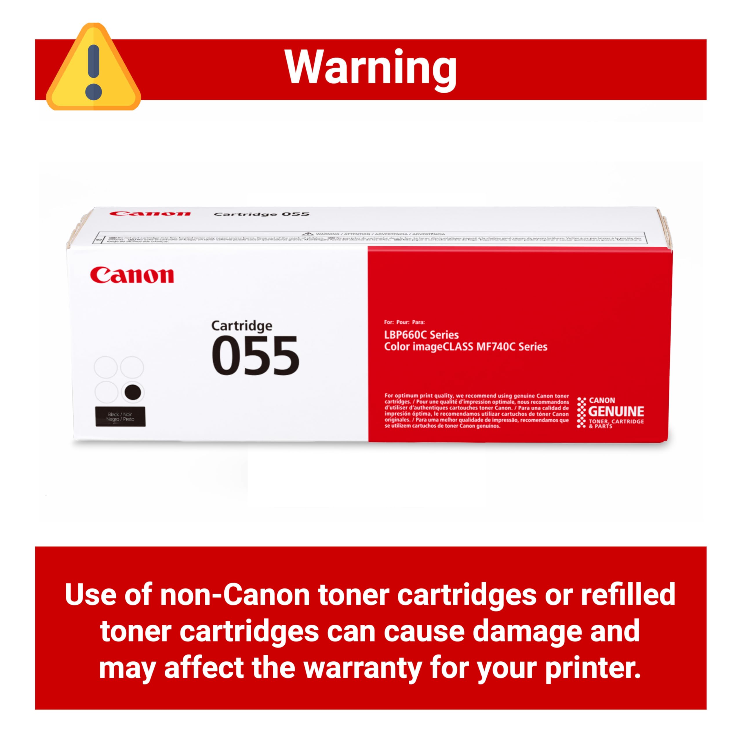 Canon Genuine 055 Black Toner Cartridge Compatible with LBP664Cdw, MF741Cdw, MF743Cdw, MF745Cdw, MF746Cdw