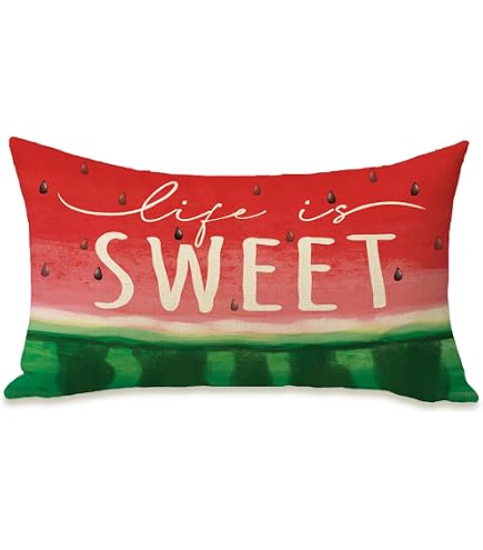 Set Of 2 Watermelon Pillow Covers 18x18 Inch - Summer Fruit Decor For Sofa, Bed, Couch