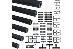 Unicaravan Silicone Vacuum Hose Kit 10FT 6PCS 1/8" 5/32" 3/16" 1/4" 5/16" 3/8" With Vacuum Connector 12 Sizes 113PCS,Tube Cutter,Matte Black Tubing,Automotive Marine & Industrial Use