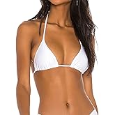 CHANGEZOE Triangle Bikini Tops for Women Halter String Bathing Suit Tops Sexy Brazilian Black White Swimsuit Top