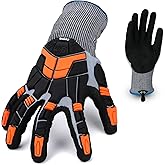 Graloky Safety Work Gloves with Impact Protection for Men Women, Touch Screen Anti-Slip TPR Heavy Duty Gloves with Nitrile Grip, Cut Resistant Gloves for Mining/Gardening/Farming/Construction (Medium)