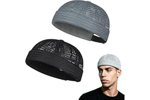Men's Breathable Brimless Hat, Adjustable Ultra Cooling Skull Cap, Quick-Dry Large-Mesh Brimless Skullcap.