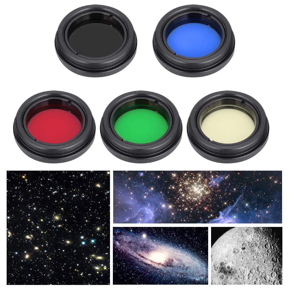 Telescope Eyepiece Filter Kit with Aluminum Alloy Lenses - Color Filters Set for Moon & Planets Observation - Compatible with 1.25 Inch / 31.7mm Telescopes