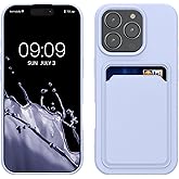 kwmobile Case Compatible with Apple iPhone 16 Pro Case - TPU Phone Cover with Credit Card Holder - Lavender