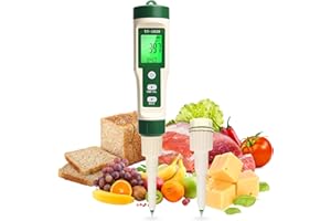 RAINLEOTI Digital pH Meter for Food,Food PH Tester 2 Probe 0.01 Resolution High Accuracy Digital PH Meter with Backlit LCD Display & ATC for Meter,Sourdough,Fruit,Cheese,Bread,Soft Soil Water&Solution