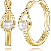 Charmire Gold Hoop Earrings for Women 14K Gold Earrings for Women Pearl Hoops Earring for Womens Hoop Gentle Romantic Design Womens Hoops Earring
