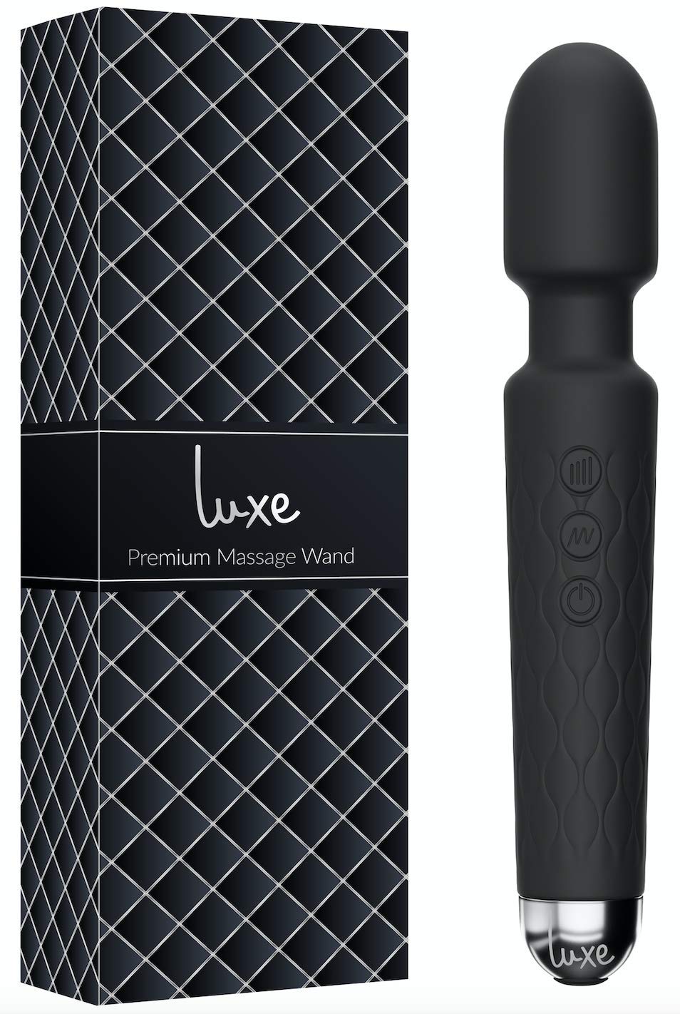 Wireless Personal Massager by Luxe - 8 Powerful Speeds and 20 Vibration Patterns - Handheld Electric Personal Massager - Waterproof - Travel Bag Included (Black)