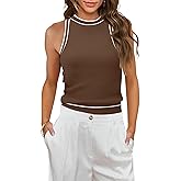 MIHOLL Women Summer Racerback Tank Tops Cute Sleeveless Halter Neck Tank Top Trendy Ribbed Cropped Tank Shirts