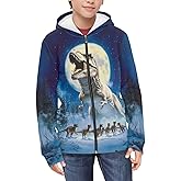 WELLFLYHOM Full Zip Hoodies Boys 6-16 Long Sleeve Sweatshirts Graphic Athletic Sweater Kids Novelty Tops Hoodie