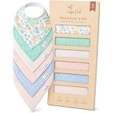 Copper Pearl Baby Bibs 4 Pack, Printed Bandana Drool Bibs for Baby Girl &amp; Boy, Soft Cotton Drooling Teething Bibs