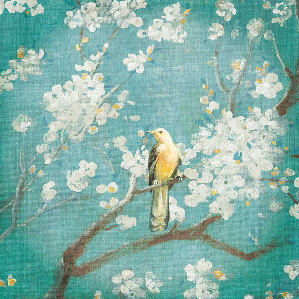 International Graphics - Finished Picture - Danhui, Nai - ''Cherry Blossoms I on Blue''- 30 x 30 cm - Direct printing on acrylic glass