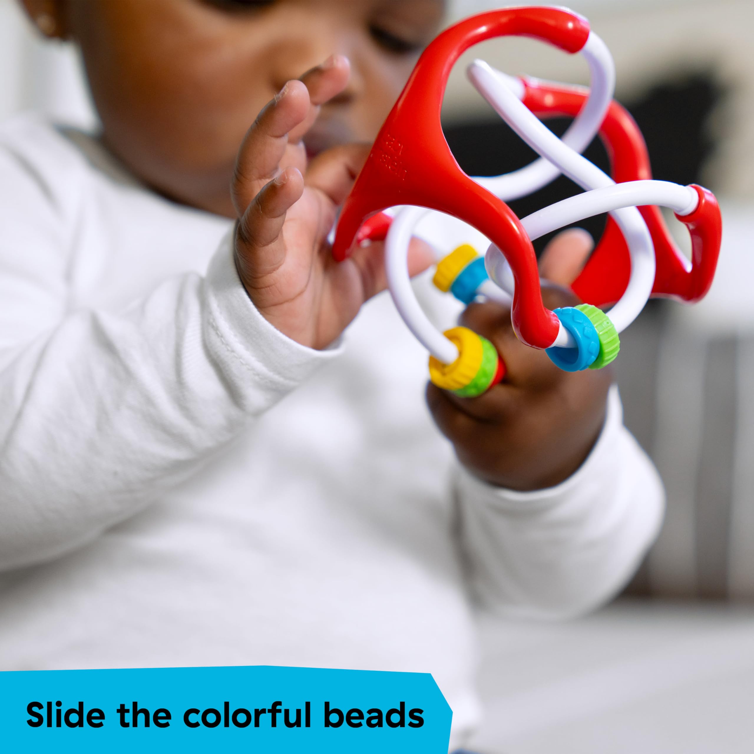 Baby Einstein Slide & Swirl Sensory Ball, Multisensory Baby Toy with Textured Beads, Rattle Sounds & Easy-Grip Design, Ages 3 Months+