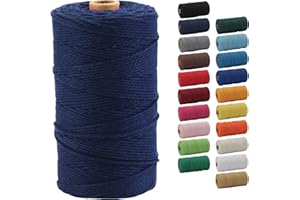 Macrame Cord, POZEAN 2mm x 220 Yards (About 200m) Colored Macrame Rope, 100% Natural Cotton Rope for Wall Hanging,Plant Hangers,DIY Crafts Knitting,Christmas Wedding Decorative Projects(NavyBlue)