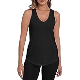 PRIMODA Womens Loose Fit Tank Tops V Neck Sleeveless Top Shirts Casual Summer Flowy Shirt