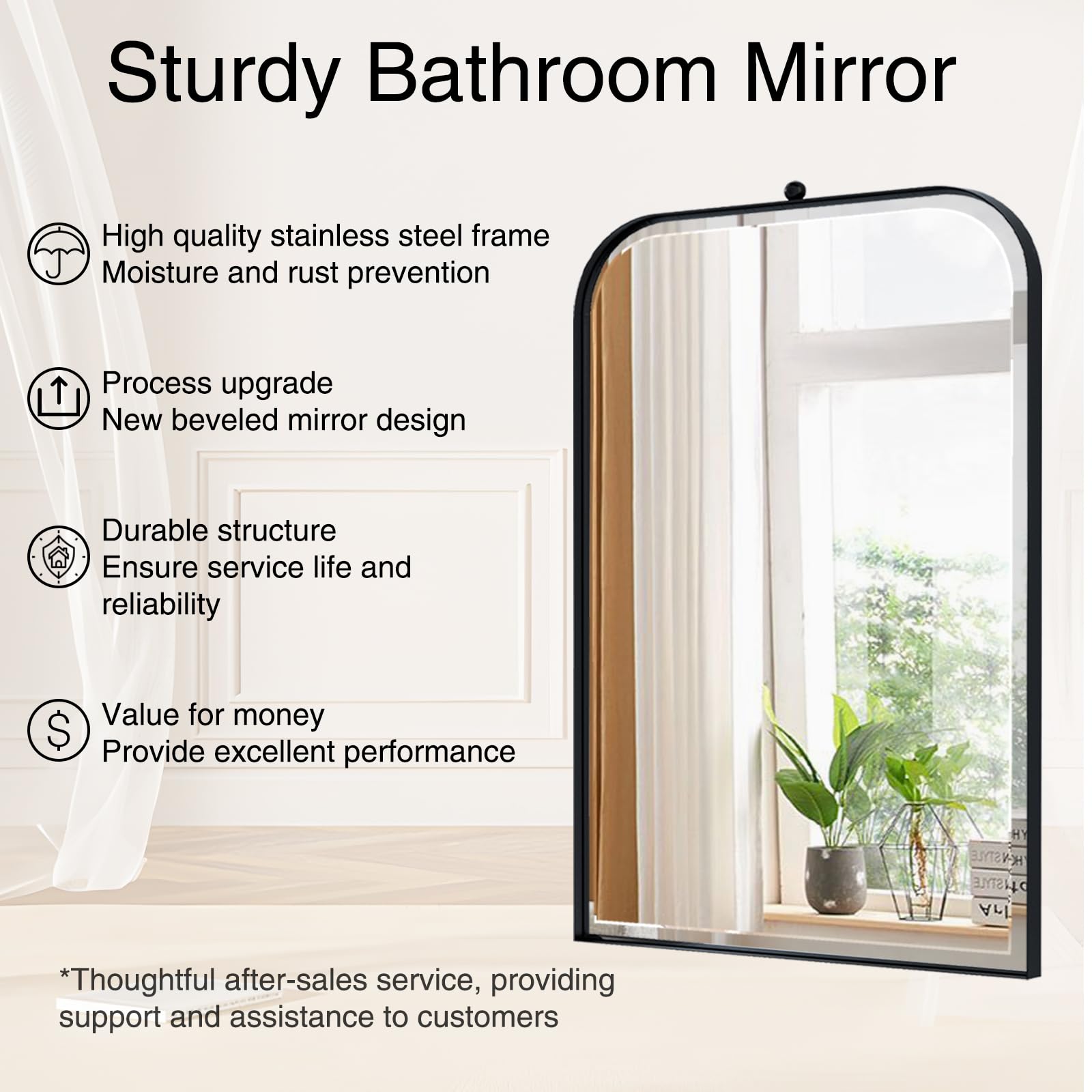 POZINO Beveled Bathroom Mirror, 20