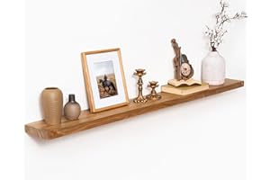 Marsmiles 55 inch Floating Shelves for Wall Solid Elm Wood Wall Mounted Shelves|Rustic Long Floating Shelves with Invisible Bracket for Bathroom Living Room Kitchen|Natural, 1 Pack
