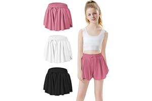 LETAOTAO Flowy Shorts Girls Butterfly Shorts Girls Athletic Shorts Kids Butterfly Shorts Toddler Youth with Liner 2-in-1 Running,Active