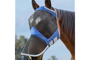 Harrison Howard CareMaster Pro Luminous Horse Fly Mask Large Eye Space Full Face Standard with Nose No Ears Aquamarine Full Size