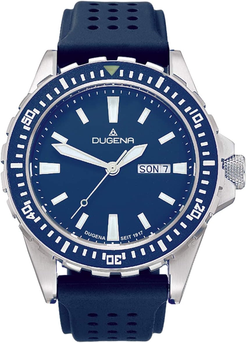DugenaDivers Friend Men's Quartz Watch Stainless Steel Case Mineral Glass Silicone Strap Pin Buckle 20 Bar