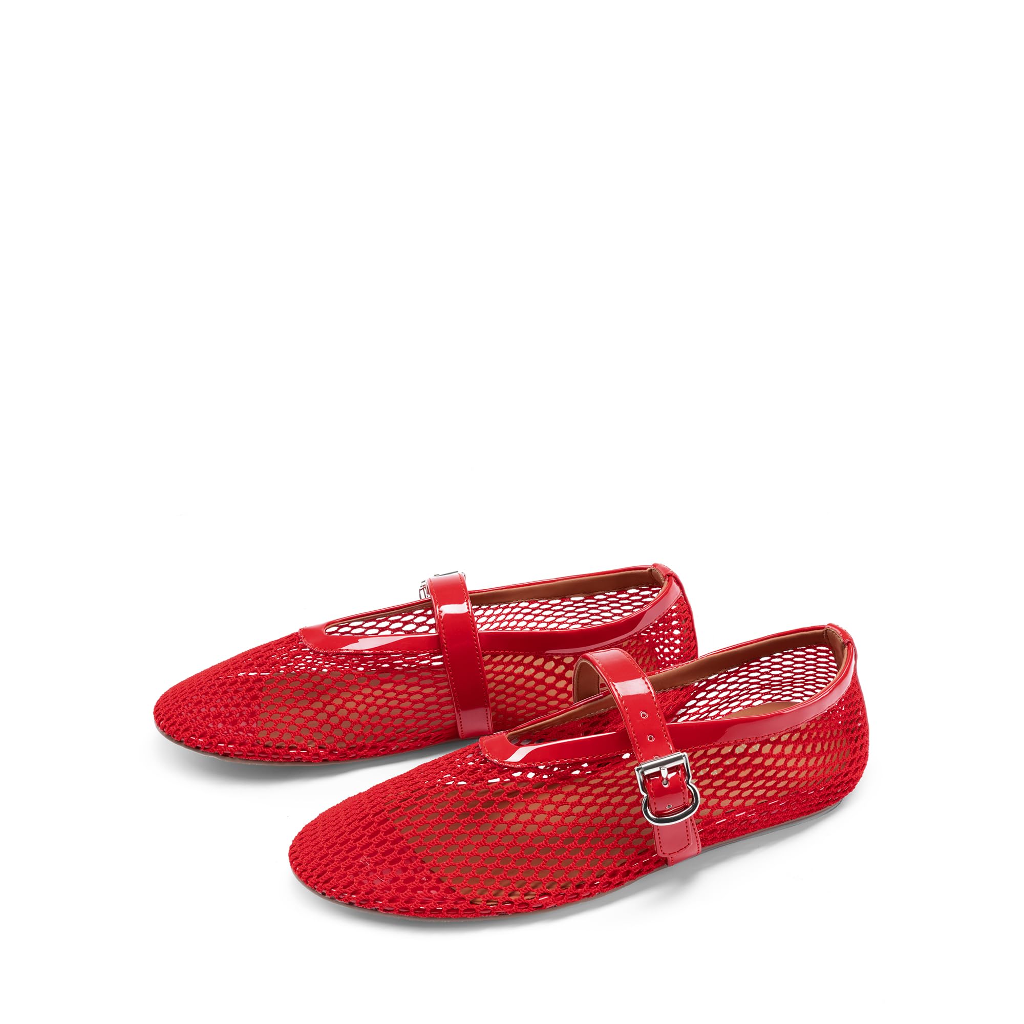 Photo 1 of ****BROKEN STRAP***DREAM PAIRS Women's Mesh Ballet Flats Dressy Round Toe Comfortable Mary Jane Flat Shoes with Buckle Strap,Size 11,Red,DWUMFA2529