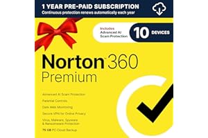 Norton 360 Premium 2026 Ready, Antivirus software for 10 Devices with Auto-Renewal – Includes Advanced AI Scam Protection, VPN, Dark Web Monitoring & PC Cloud Backup [Download]