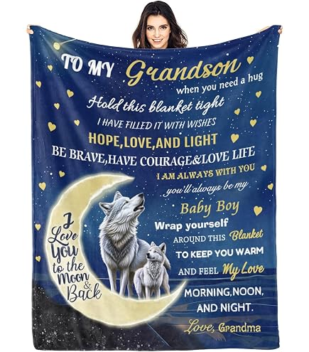 To My Son Blanket From Mom – Flannel Fleece Wolf Throw With Love Letter