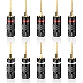 KUYIOHIFI HiFi Flex Pin Banana Plugs, 2mm pin Banana connectors/Plugs, for Spring-Loaded Inputs/Speaker Terminals, (5 Pairs/10 Pcs)