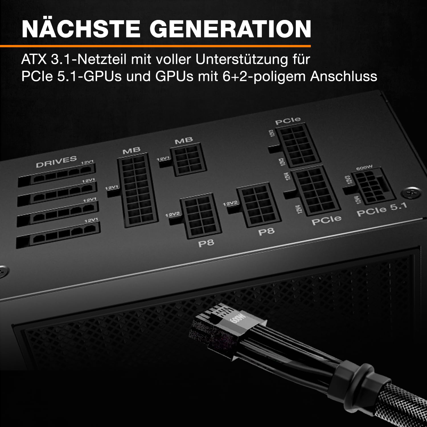 be quiet! Dark Power 14 1200W, ATX 3.1, 80 PLUS® Titanium, modulares Netzteil, Aktive und semi-passive Kühlung, PCIe 5.1, PCIe 5.0 & PCIe 4.0 Grafikkarten, 12V-2x6 Kabel enthalten, Silent Wings-Lüfter 3