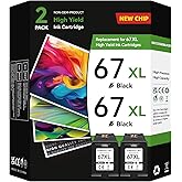 67XL Black Ink Cartridges Compatible for HP 67 Ink Cartridges Compatible for HP Ink 67 Fit for DeskJet 4155e 2855e 2755e 2700