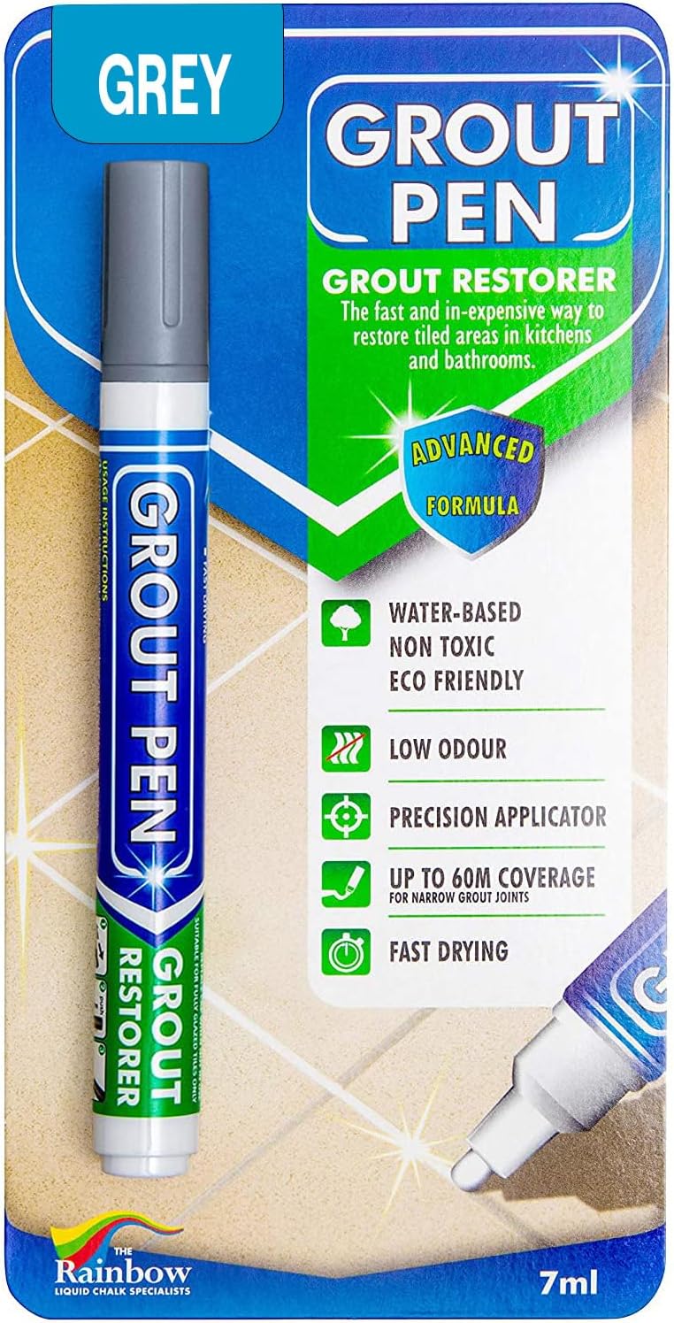 RAINBOW CHALK MARKERS LTD Grout Pen Restores Protects Tile Bath Kitchen Grey