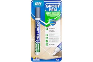RAINBOW CHALK MARKERS LIMITED Grout Pen Grey Tile Paint Marker: Waterproof Grout Paint, Tile Grout Colorant and Sealer Pen - Grey, Narrow 5mm Tip (7mL)