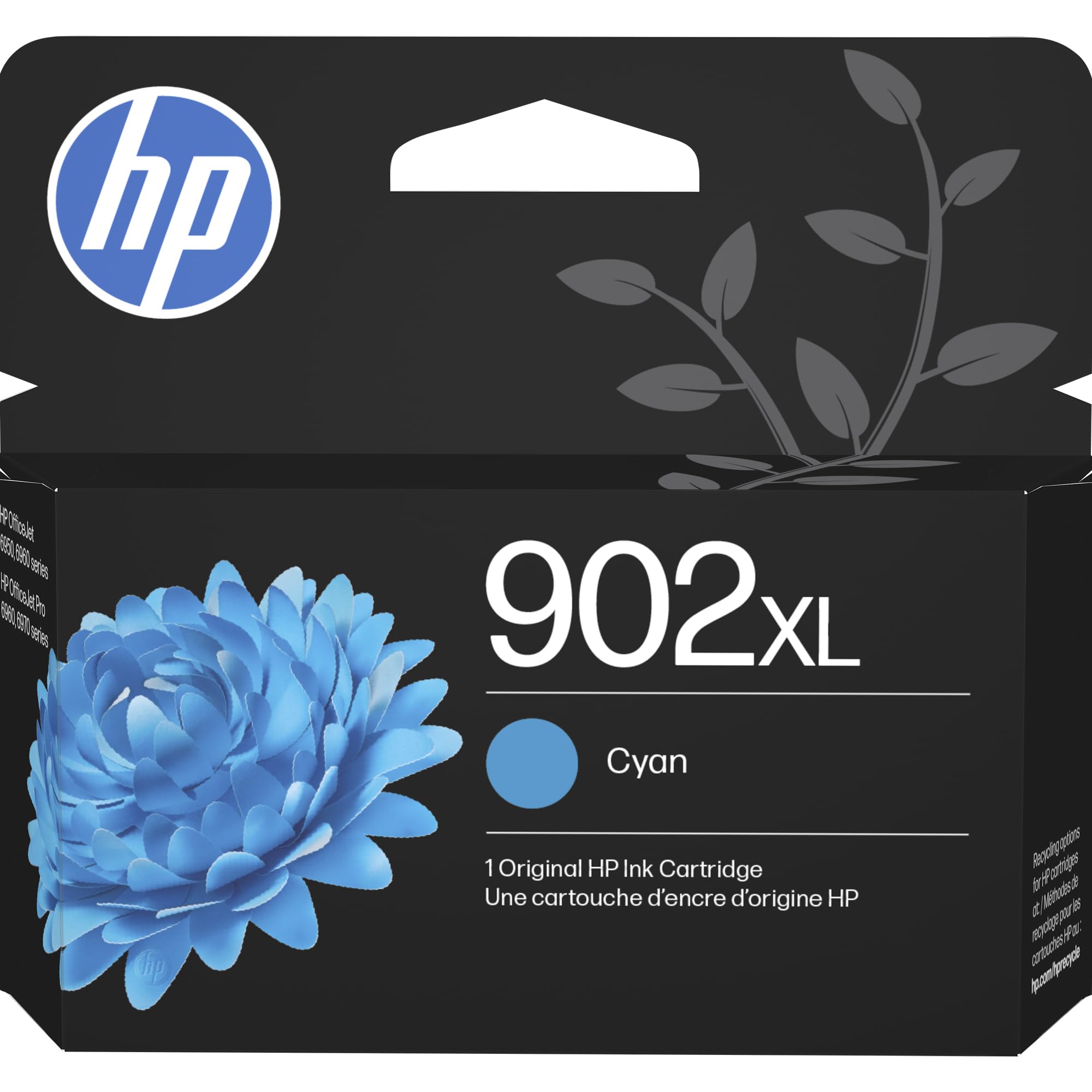 HP 902XL Cyan High-Yield Ink Cartridge | Works with OfficeJet 6950, 6960, Pro 6960, 6970 Series | T6L86AN