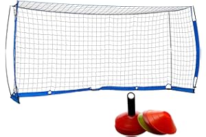 Z ZELUS Portable Soccer Goal Set: 12x6 ft Soccer Goal for Backyard Practice and 12 Soccer Cones | Soccer Equipment for Training | for Outdoor Play w Knotless Net, 12 Sport Cones