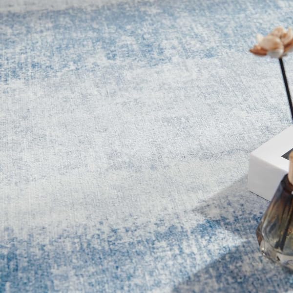 JINCHAN AREA RUG 3X5 WASHABLE ENTRYWAY RUG MODERN ABSTRACT INDOOR CONTEMPORARY CARPET THIN SOFT MAT KITCHEN BLUE FLOOR COVER NON SLIP FOR BEDROOM LIVING ROOM LAUNDRY NURSERY