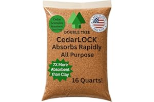DOUBLE TREE FOREST PRODUCTS CedarLock All-Purpose Absorbent – Nature’s Heavy-Duty Spill Solution, Made from 100% Incense Cedar, Oil Spill Kit Granules, Organic Absorbent Granules, All Types Of Liquid Spills (1 Bag 16 Quarts)