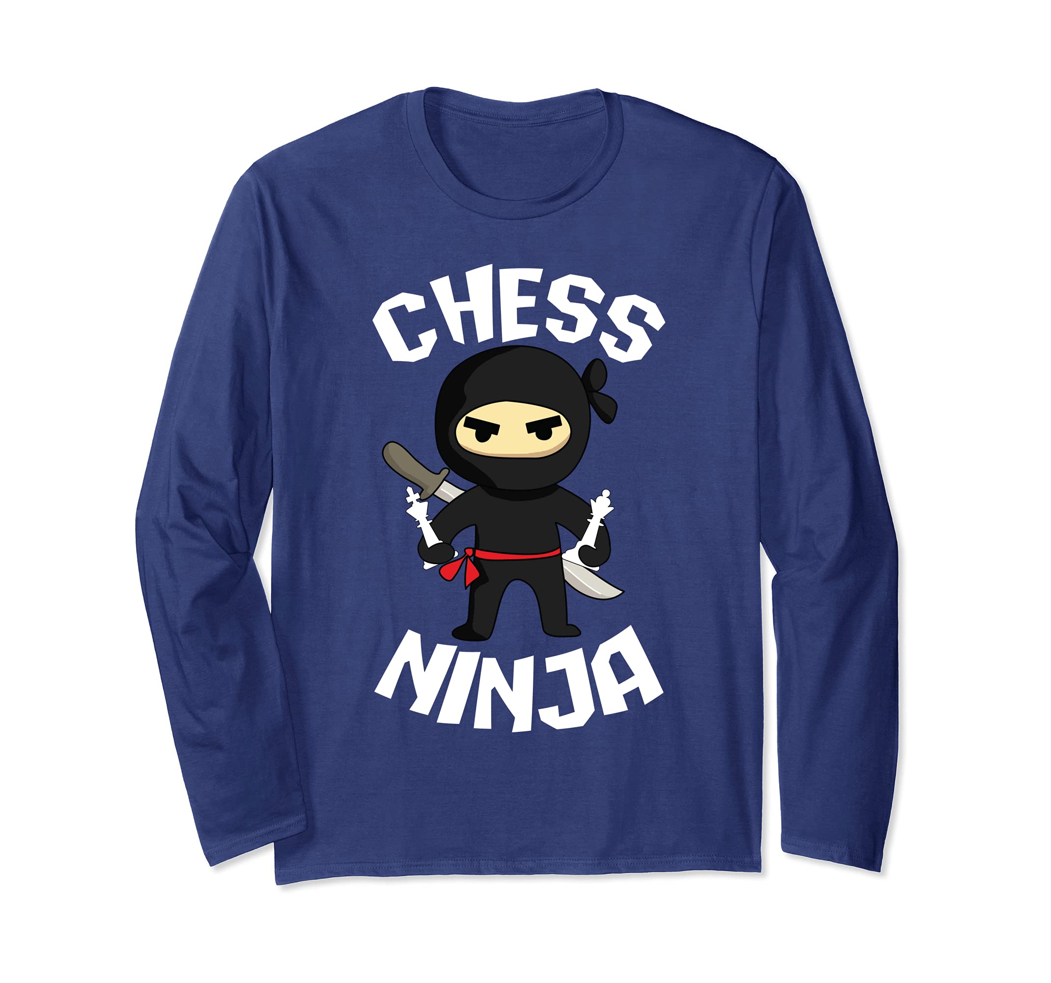 Chess Ninja Funny For Kids and Adults Black Ninja Long Sleeve T-Shirt
