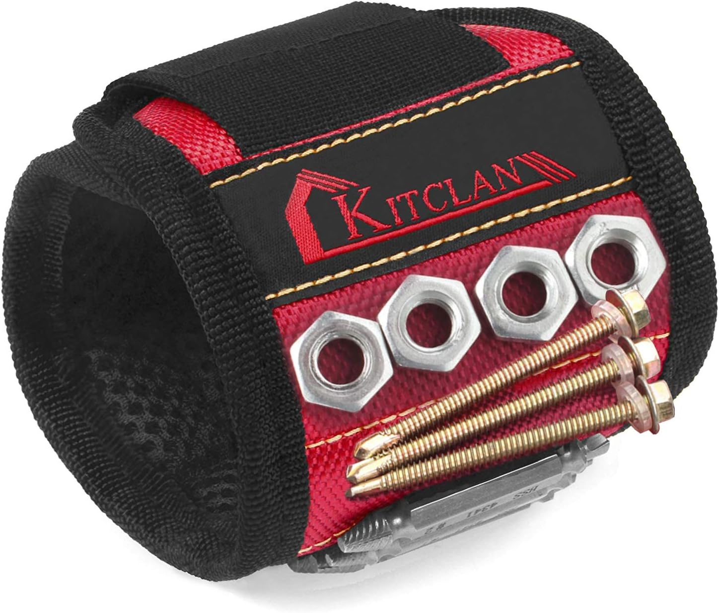 Magnetic Wristband, Kitclan Magnet Wristband with 5 Powerful Magnets, Adjustable Velcro Strap for Holding Tools, Screws, Nails, Small tools, Gifts for Men Fathers Handymen DIY
