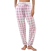 iChunhua Women's Comfy Casual Pajama Pants Pj Bottom with Pockets Stretch Plaid Sleepwear