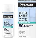Neutrogena Ultra Sheer Face Liquid Mineral Sunscreen, Lightweight, Broad Spectrum SPF 50+ Facial Sunscreen for Sensitive Skin