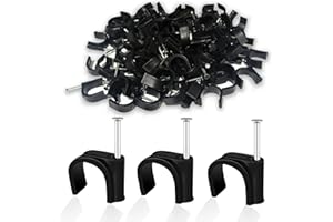 LOUZAGO 100 Pcs Pex Clamps, 3/4 Inch Pex Hangers Black Pex Fittings Half Clamps, J-Hook Pex Nail on Clamps for 3/4" OD Tubing Pipe, Pipe Support, Fixing Wire (20mm)