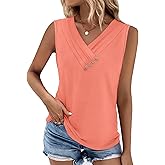 Sampeel Tank Top for Women Summer Button Down V Neck T Shirts Sleeveless Loose Fit Fashion Tops 2026