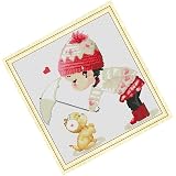 FAI DA TE Stampato Benvenuto Punto Croce di Natale Ricamo Parziale Tela Decorazione Parete EUR 7